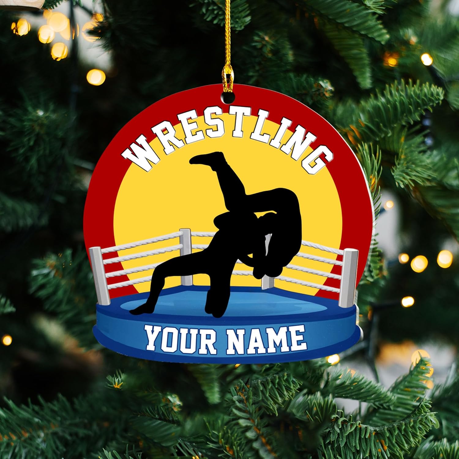 Personalized Wrestling Christmas Ornament 2024 Wrestling Christmas Ornament Gift for Wrestling Player Wrestling Christmas Tree Ornaments for Boys or Girls (Acrylic, Style 5)