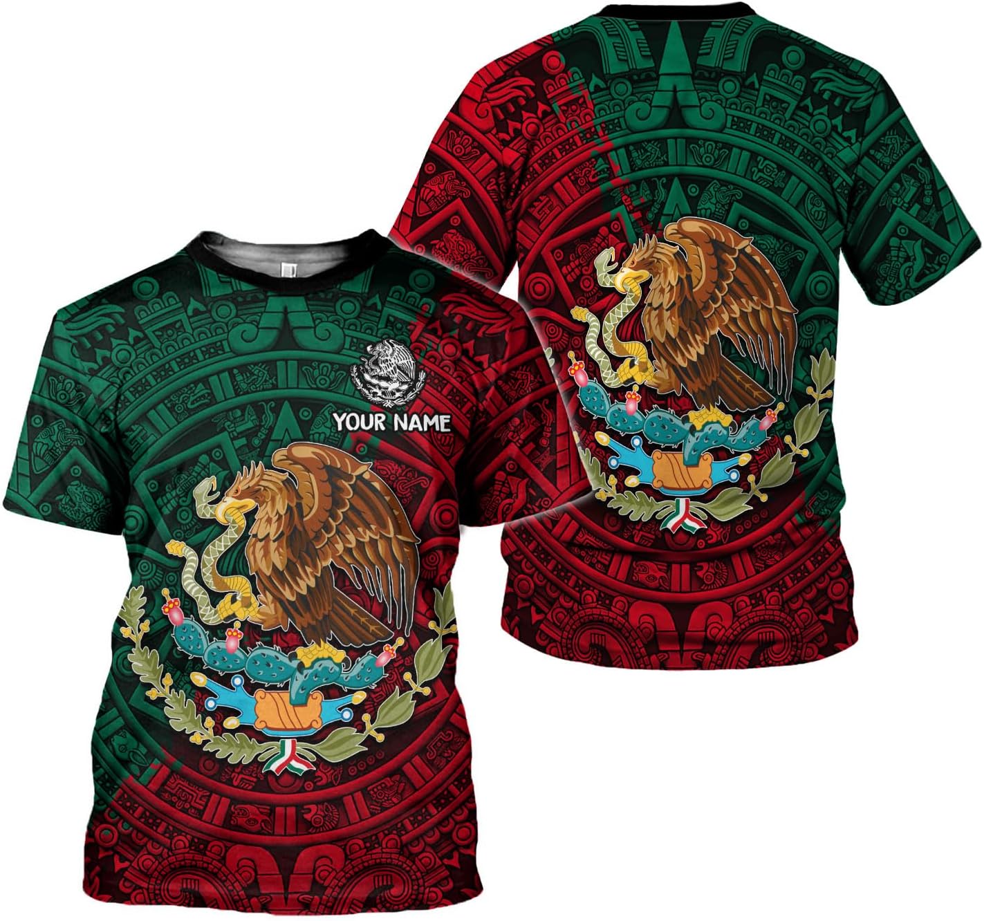 RoyalBro Personalized Mexico Shirt, Camisas de Mexico Customized Mexican Shirts Mexican Flag Mexico 3D Shirt for Men Women