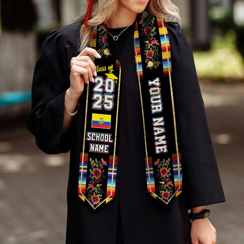 Pretyprints Ecuador Graduation Stole, Ecuadorians American Flag Graduation Sash 2025, Ecuadorians Graduation Sash