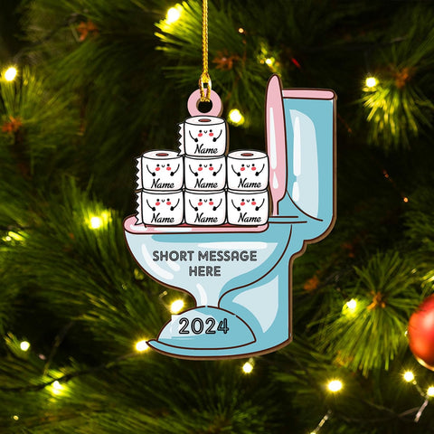 Personalized Toilet Paper Ornament, 2024 Christmas Ornament Toilet Paper, Funny Toilet Paper Roll Ornament, Hanging Glass Toilet Ornaments for Christmas Tree, Gifts for Christmas (Style 7)