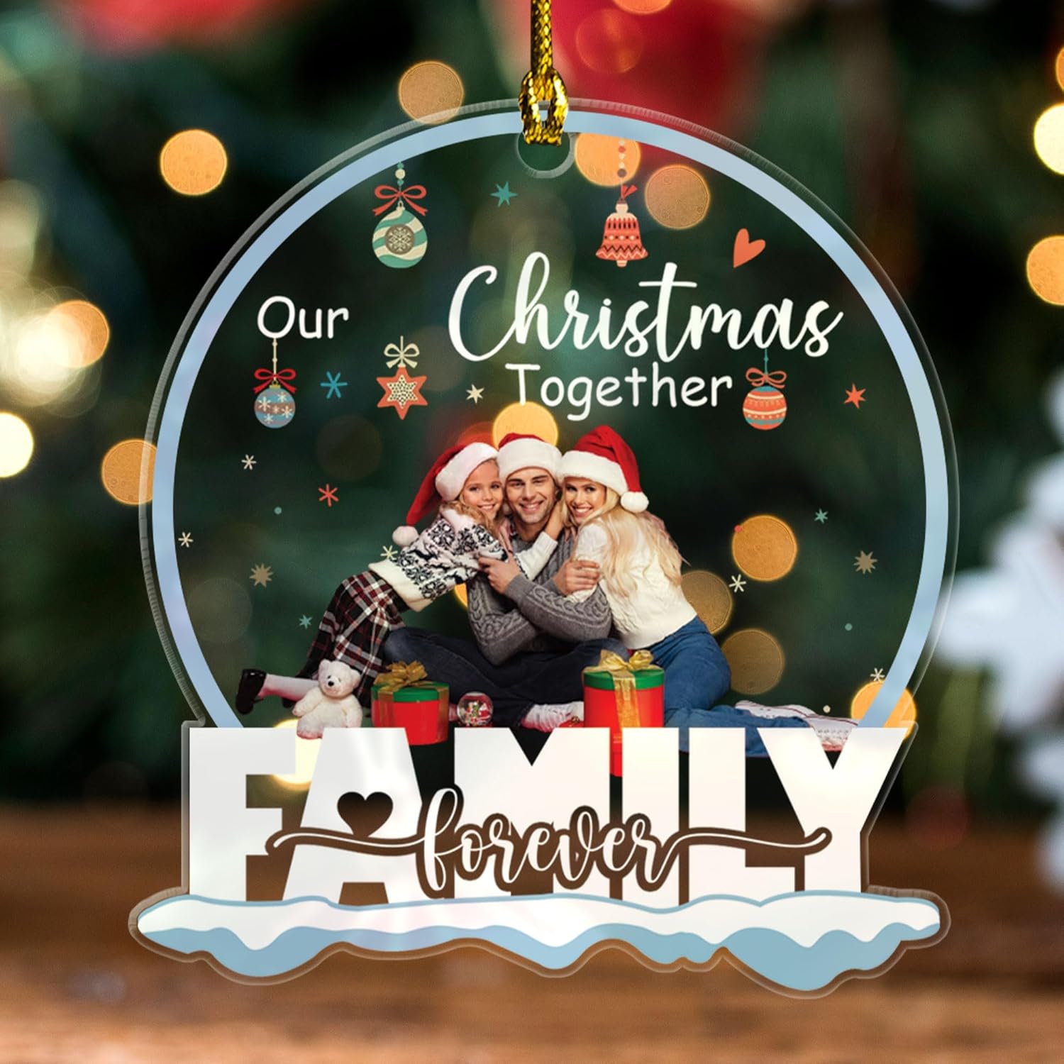 Personalized Name Christmas Ornaments 2023, Custom Photo Acrylic Ornaments for Christmas Trees Unique, Photo Family Christmas Ornaments 2023, Gifts for Family Members (FML 13)