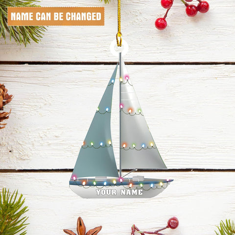 Tinoshop Personalized Sailboat Christmas Ornament, Custom Sailboats 2D Flat Ornament, Sailboat Christmas Ornament, Sailboats Christmas Tree Ornament, Hanging Decor Christmas Ornament 2024 (ON279)