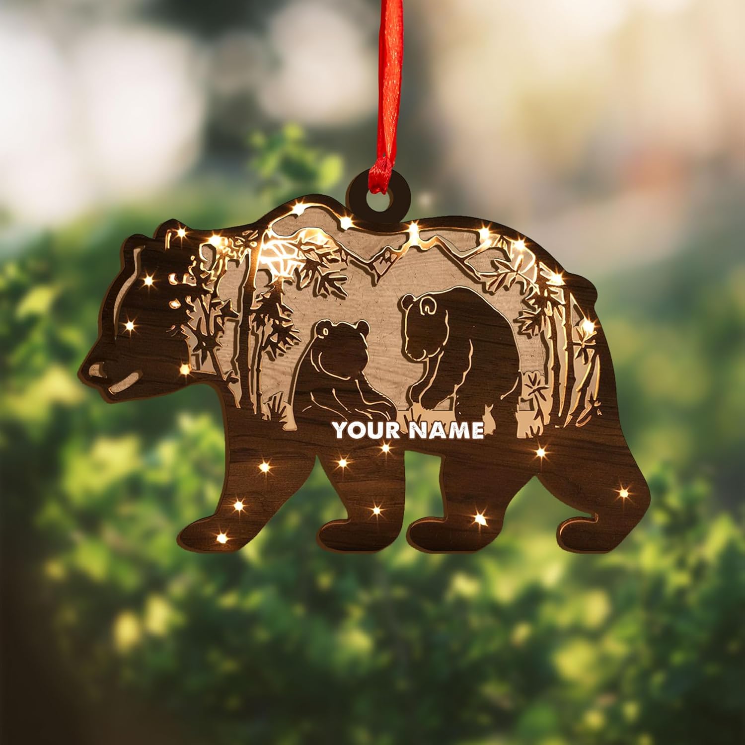 MAPrints Personalized Panda Ornament Xmas Tree, Panda Acrylic Or Wood Flat Shape Ornament Christmas 2024, Panda Lovers Ornament Xmas Decor, Panda Bear Gifts Panda Bamboo Hanging Ornament (Panda 3)