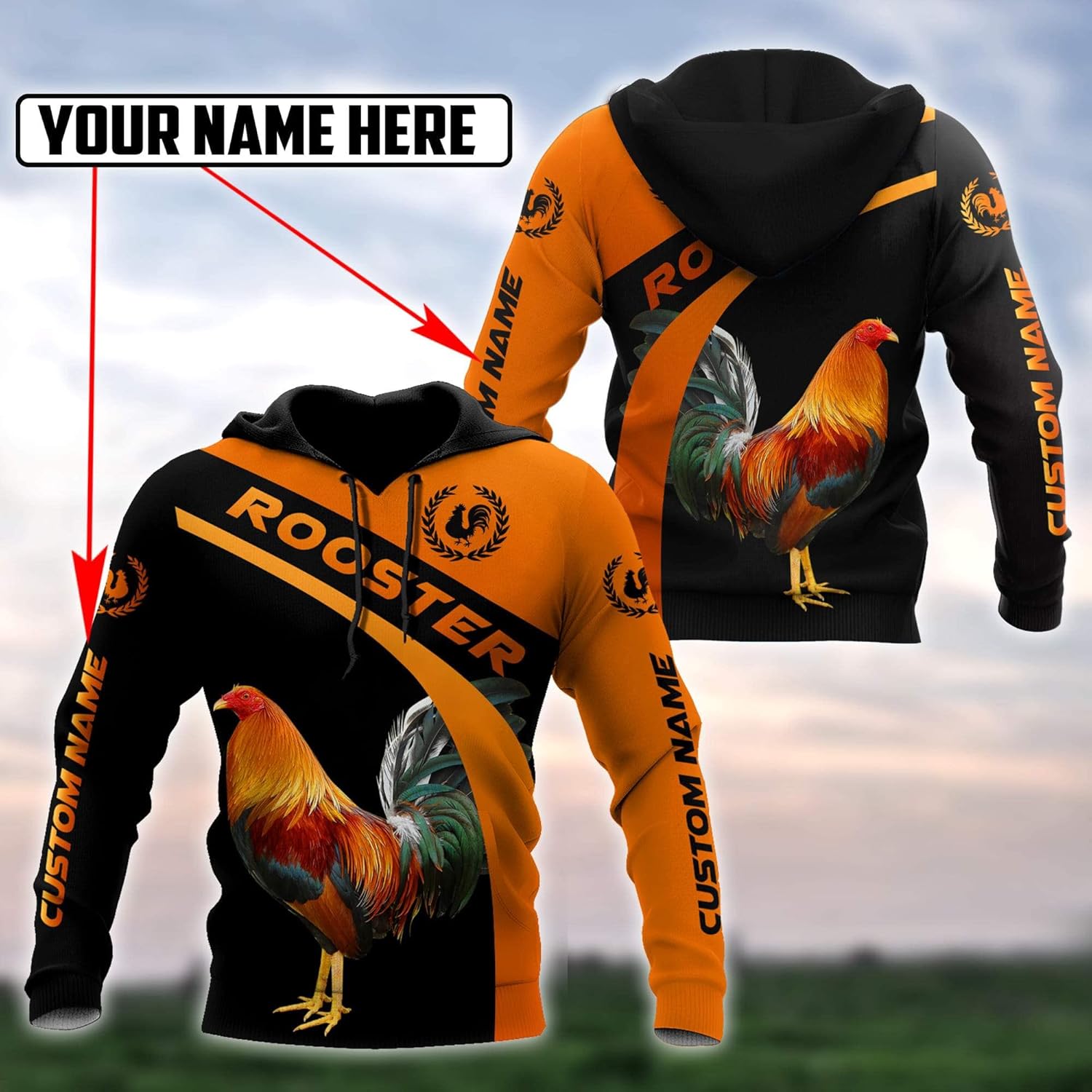 Personalized Rooster 3D Unisex Hoodie, T Shirt, Zip Up Hoodie, Sweatshirt for Men AD1206 Multicolor