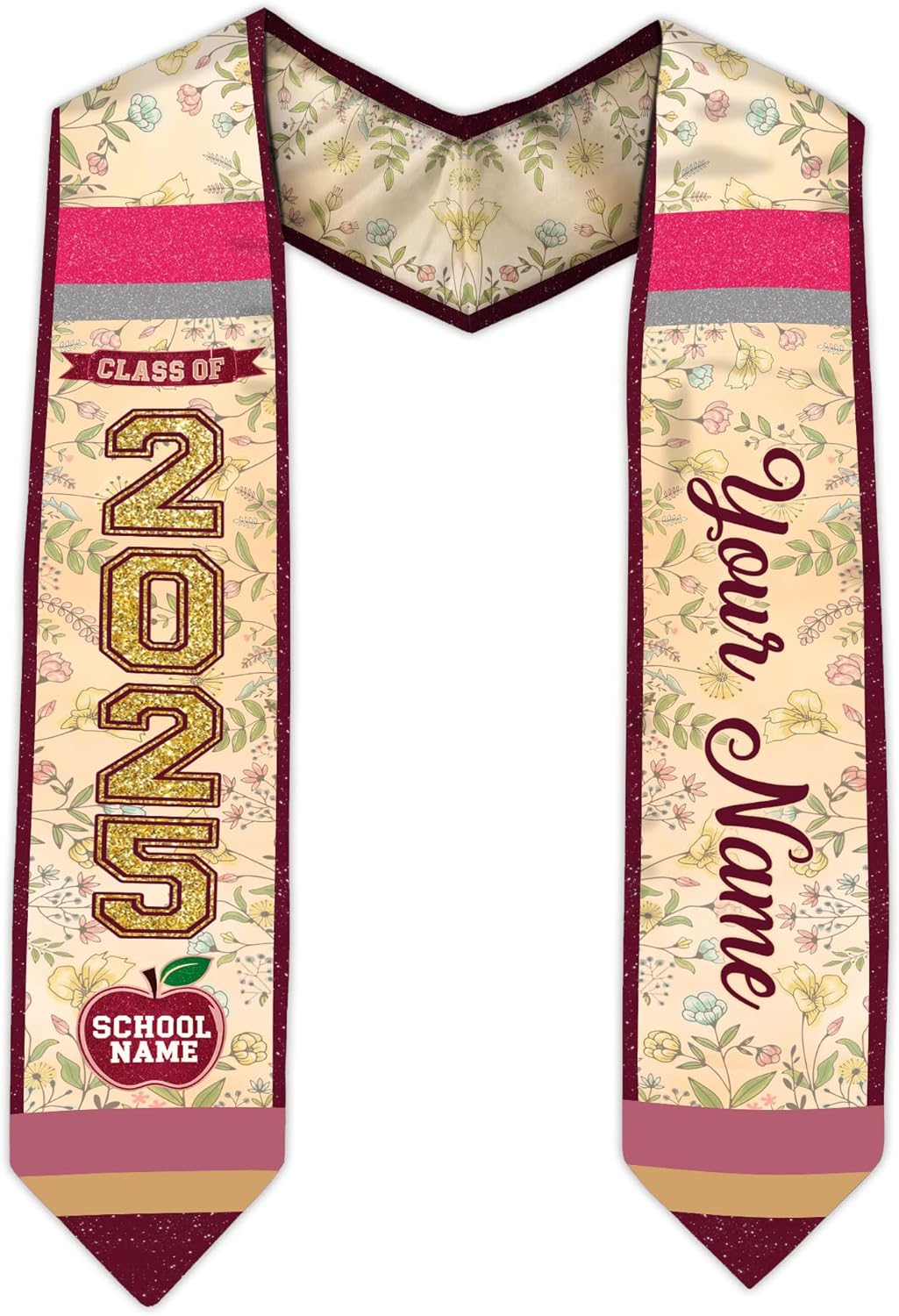 Pretyprints Personalized Class Of 2025 Teacher Graduation Stole Custom Teacher Pencil Graduation Sash Gift College Graduation