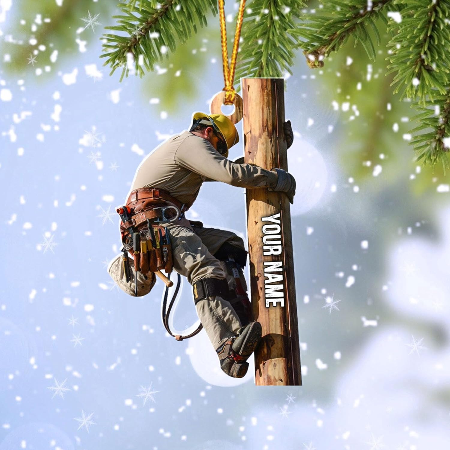 HomeDesign Personalized Lineman Ornament Custom Lineman Ornaments Line Man Christmas Ornaments Gifts for Lineman Ornament Lineman Christmas Hanging Ornament Lineman Gift Xmas Tree (Lm6)