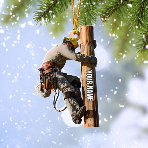 HomeDesign Personalized Lineman Ornament Custom Lineman Ornaments Line Man Christmas Ornaments Gifts for Lineman Ornament Lineman Christmas Hanging Ornament Lineman Gift Xmas Tree (Lm6)