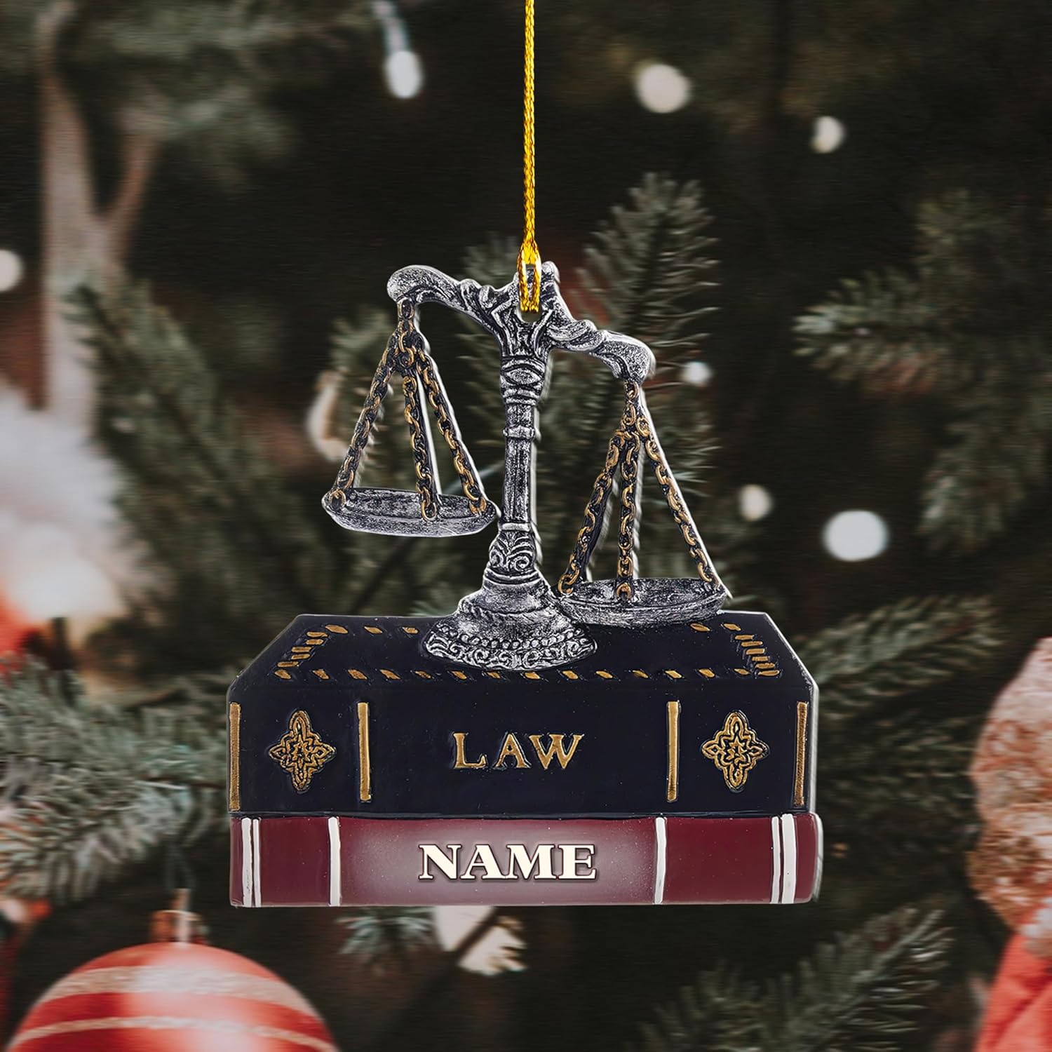 Personalized Lawyer Name Ornament, Santa's Favorite Lawyer Ornament, Future Lawyer Gift for Graduation Christmas, Custom Law School Student Ornament, Xmas Holiday Keepsake Gift for Attorney (1, LW6)