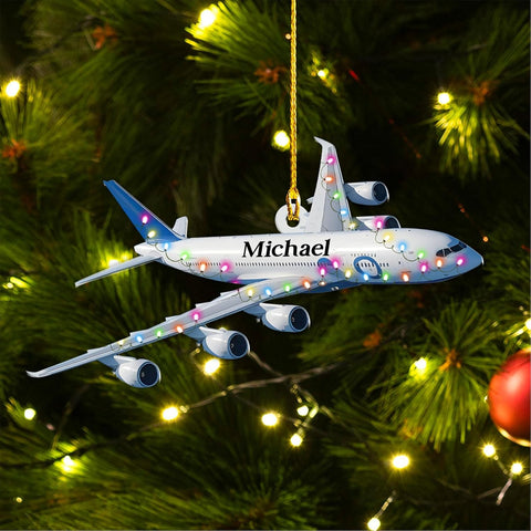 Personalized Airplane Christmas Ornaments 2024, Pilot Christmas Tree Ornament, Travel Ornaments, Airplane 2D Flat Shape Ornament, Airplane Lovers Keepsake, for Pilots (Airplane 2)