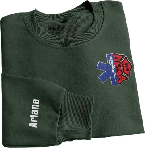 Personalized EMT EMS Paramedic Thin White Line Embroidered Sweatshirt, EMT Student, EMT Future, Medical Worker (Cotton, SS134), Small-5X-Large