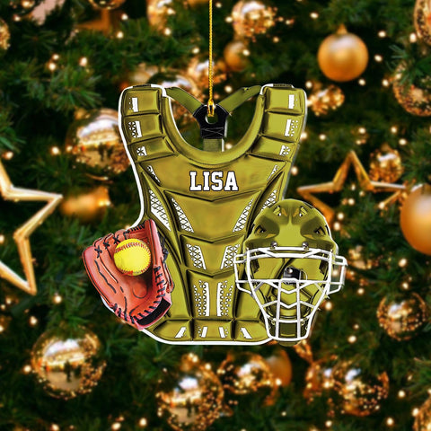 Personalized Softball Ornament Custom Name & Number Ornaments 2024 for Girl Coach Softball, Softball Gloves Ornament Custom, Softbal Ornament, Softball Ornament Softball Lover (Style 10)