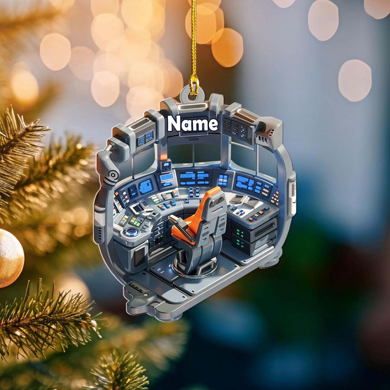 Personalized Space Rocket Ship Christmas Ornament, Space Gifts, Rocket Ornament, Planet Ornament, Spaceship Ornament, Custom Space Gift (Acrylic, Style 11)