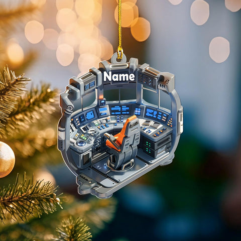 Personalized Space Rocket Ship Christmas Ornament, Space Gifts, Rocket Ornament, Planet Ornament, Spaceship Ornament, Custom Space Gift (Acrylic, Style 11)