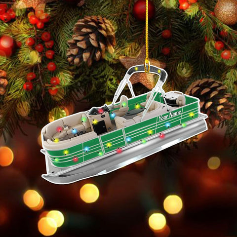Personalized Pontoon Boat Christmas Ornament, Pontoon Car Ornament, Gift for Bowriders, Wake Boats,Pontoon Lover Gift (Pontoon 25)