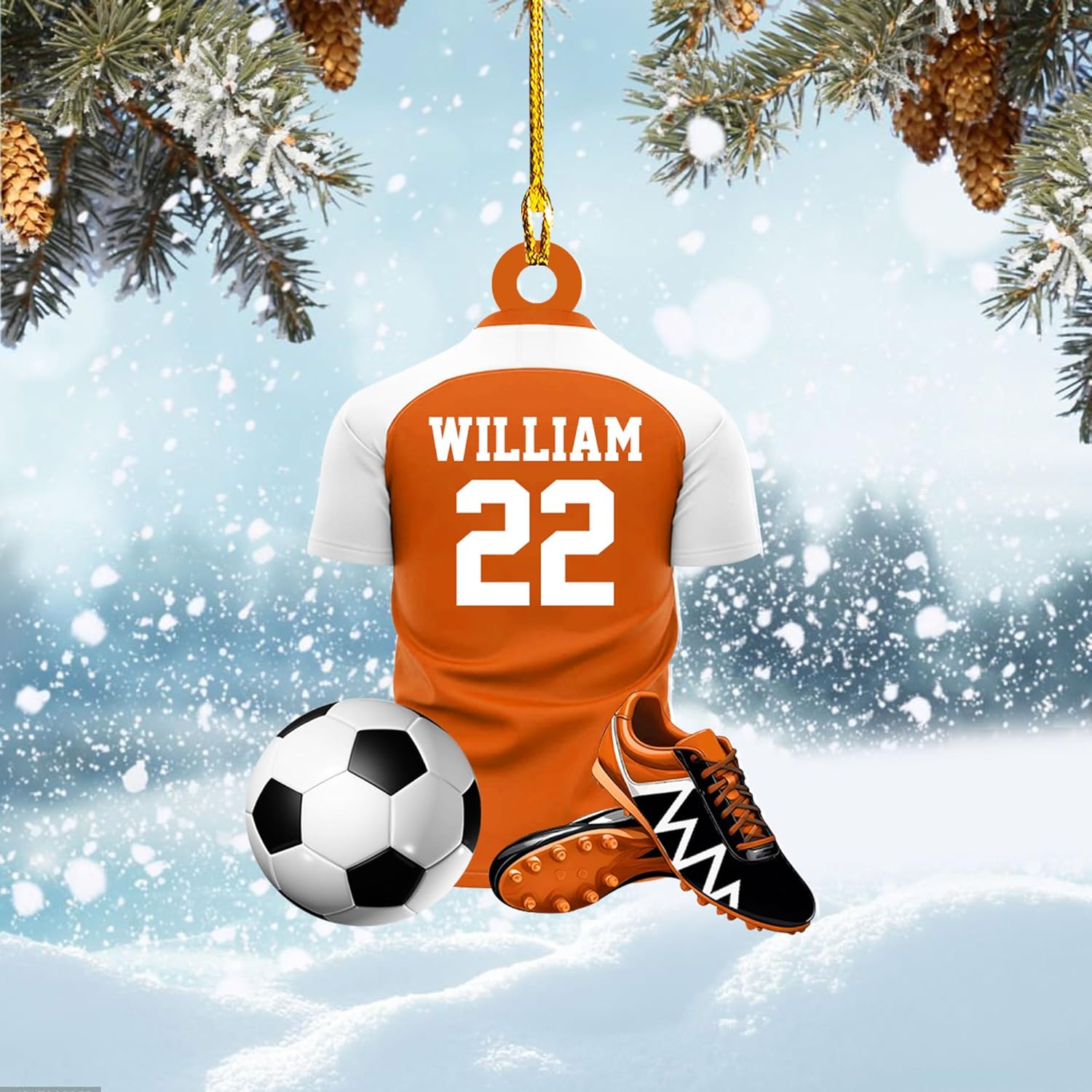 AOVL Personalized Soccer Player Ornament Soccer Christmas Xmas Ornament Soccer Christmas Xmas Ornament Gift for Soccer Players Soccer Lovers Soccer Players for Men Women (Soccer26)