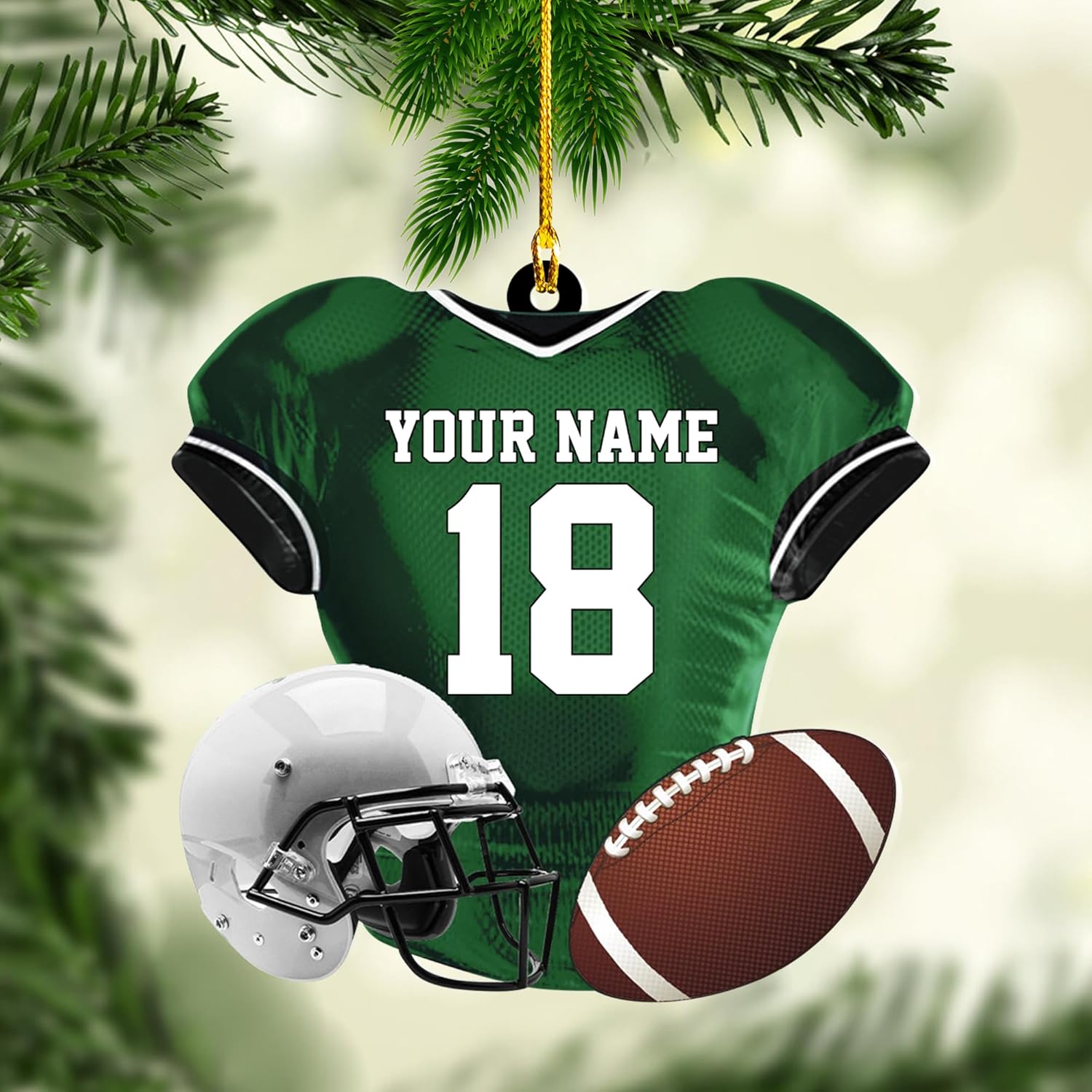 Artparel Personalized Football Ornament Customized Football Christmas Ornaments Football Ornament Christmas Hanging Décor Gift for Football Fans Football Gifts Gift for Football Player (FB 9)