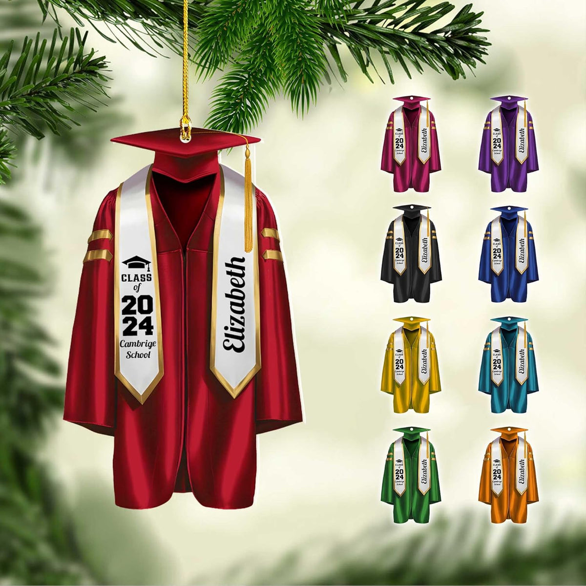 Personalized Graduation Ornaments Class of 2024 Graduation Gown Ornament Gifts Graduation Ornaments Class of 2025 College Graduation Ornaments Class of 2024 Graduate Ornament Tree Hanging Decor (GN8)