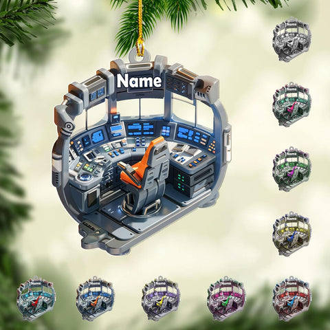 Personalized Space Rocket Ship Christmas Ornament, Space Gifts, Rocket Ornament, Planet Ornament, Spaceship Ornament, Custom Space Gift (Acrylic, Style 11)