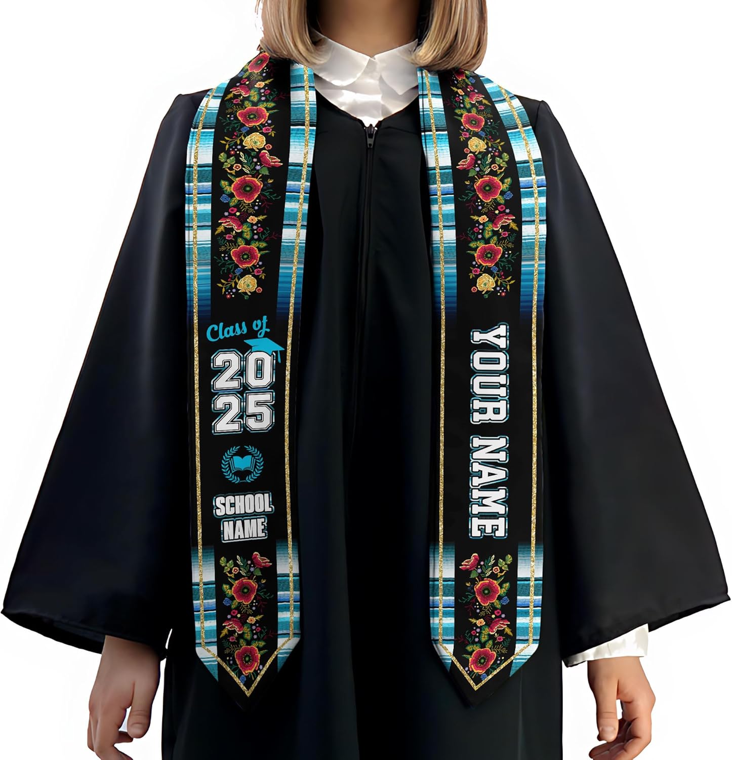 Pretyprints Honduran Graduation Sash, Custom Honduran American Flag Graduation Sash 2025, Honduras Graduation Stole