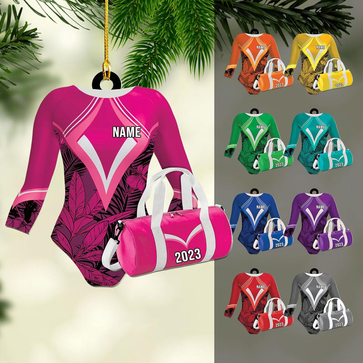 Suseaz Personalized Gymnastics Christmas Ornament Gift for Gymnasts, Kickfit Gifts, Gym Gifts, Custom Name and Cor Outfit, for Gym Lovers (GNT10)