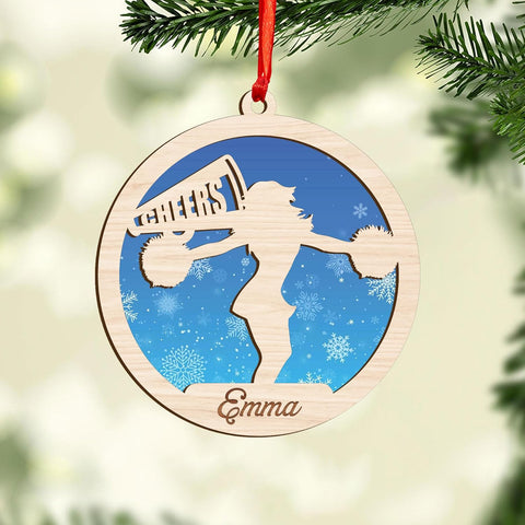 Personalized Cheerleader Christmas Ornament 2024, Cheerleading Stuff Ornament, Cheer Captain Ornament, Cheer Girl Dancer Cheerleading with Real Red Pompom Ornament for Xmas Tree (Cheer 2)