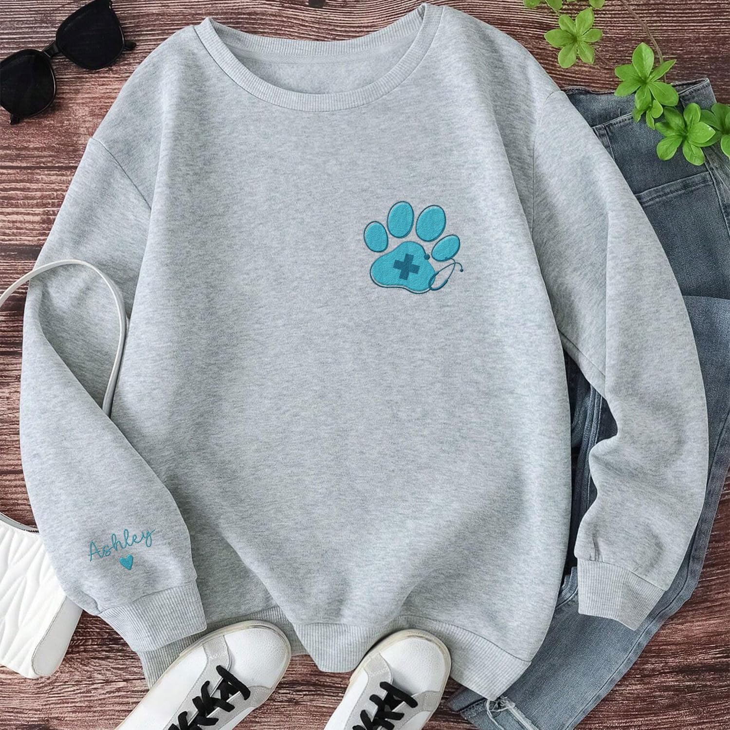Leeprints Personalized Embroiderd Veterinary Medicine Sweatshirt - Vet Tech Sweater, Veterinarian Gift, Vet Med Staff Gifts