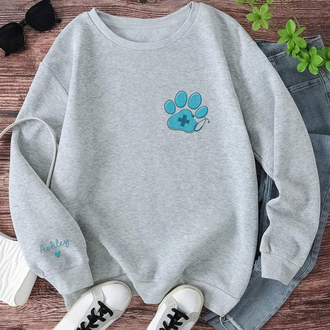 Leeprints Personalized Embroiderd Veterinary Medicine Sweatshirt - Vet Tech Sweater, Veterinarian Gift, Vet Med Staff Gifts