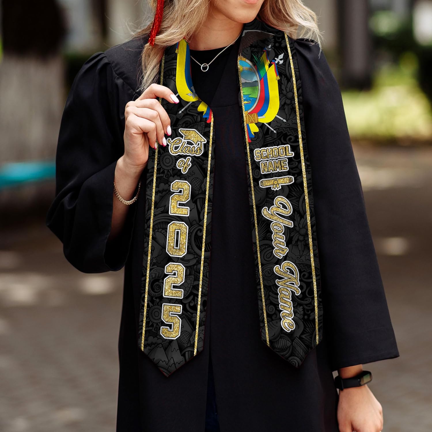 Pretyprints Ecuador Graduation Stole, Ecuadorians American Flag Graduation Sash 2025, Ecuadorians Graduation Sash