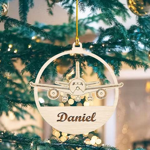 Tinoshop Personalized Airplane Christmas Hanging Ornaments, Airplane Gifts for Xmas Tree, Airplanes Home Decorations, Planes Decorations Room and Christmas Tree 2024 (ON551-1)