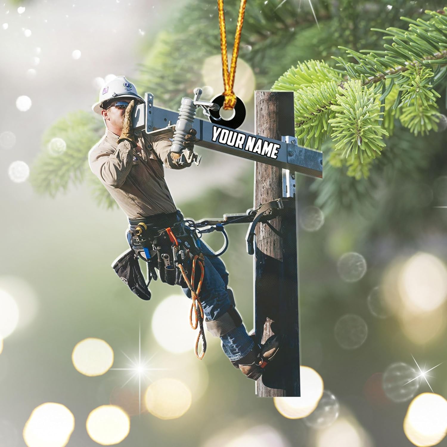 HomeDesign Personalized Lineman Ornament Custom Lineman Ornaments Line Man Christmas Ornaments Gifts for Lineman Ornament Lineman Christmas Hanging Ornament Lineman Gift Xmas Tree (Lm11)