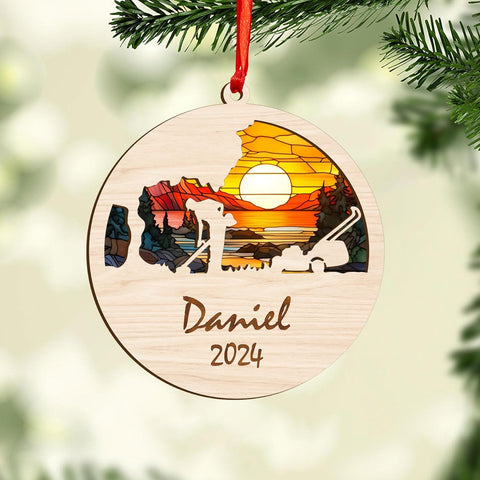 Personalized Lawn Mowers Christmas Ornaments 2024, Push Mower Ornament, Lawnmower Acrylic Wood 2D Flat Ornaments, Riding Lawn Mower Christmas Tree Decorations, Large Lawn Ornaments for Xmas (GLM 7)