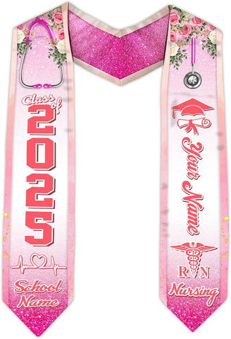 Pretyprints Custom Nurse Sash Graduation, RN Graduation Stole Gifts for Friends Nursing Student Senior Class Of 2025