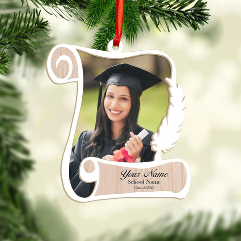 Ligthuy Personalized Graduation Ornament, Graduation Ornaments Class of 2024 2025, College Master Senior Year Christmas Ornament 2024 2025, Pine Hanging Decoration for Xmas (Graduation 3)