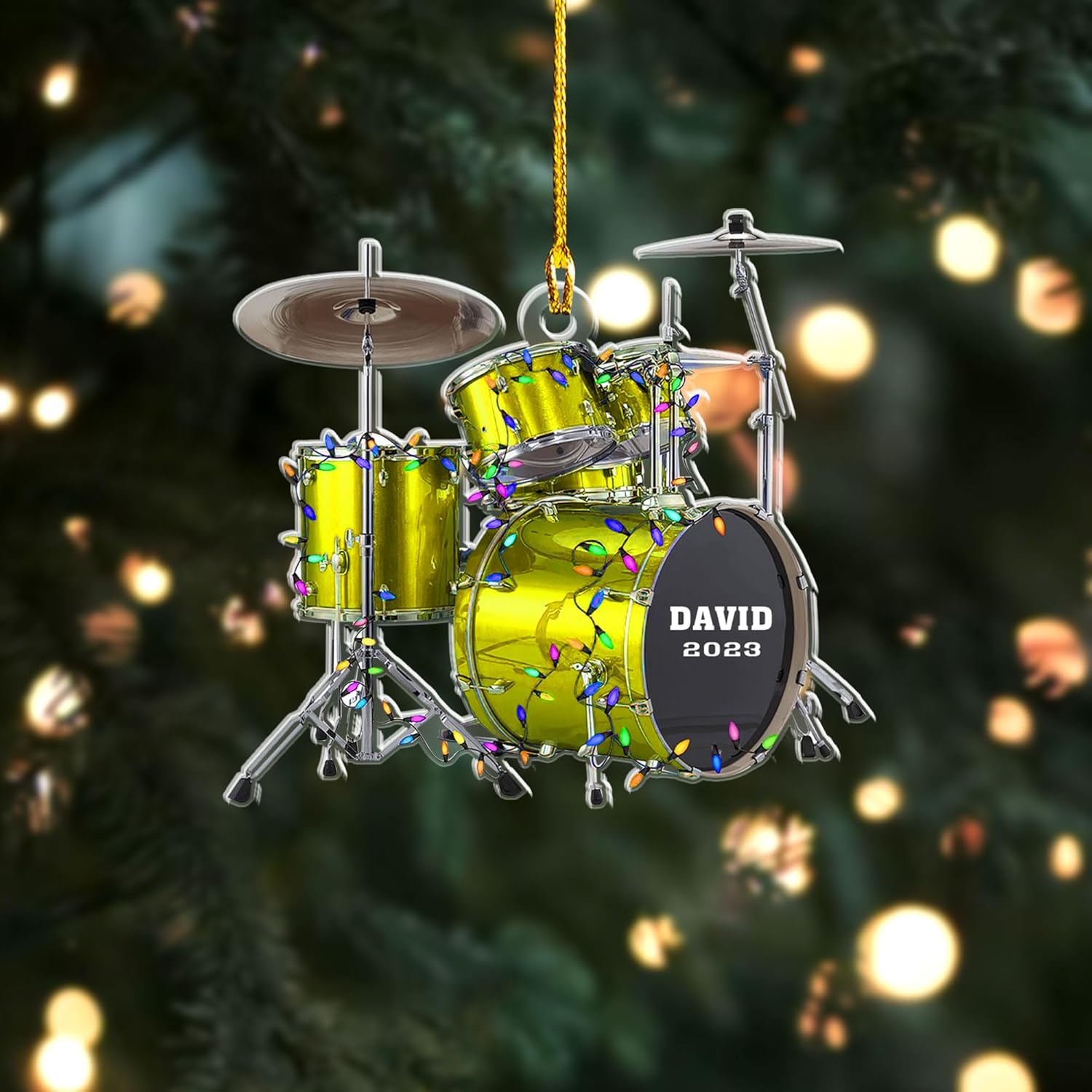 Podagree Personalized Drum Set Ornaments for Christmas, Customized Drummer Playing Drum Christmas Ornament 2023, Custom Name Year Drummer Xmas Ornament, Instrument Ornaments, Drum Ornament Xmas (DR8)