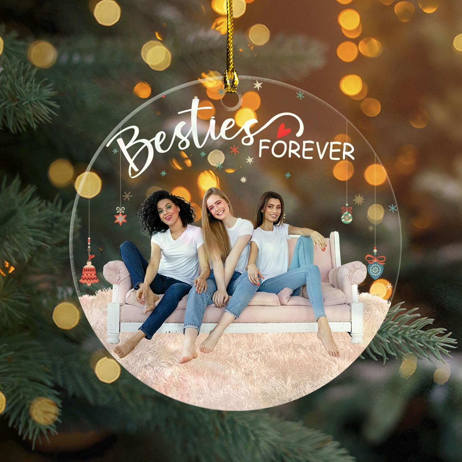 MAPrints Personalized Best Friend Ornament, Custom Christmas Friendship Gift, Xmas Besties Gift for Christmas Tree 2024, Good Friend Christmas Ornaments Friends Bestie Ornaments (BFF 25)