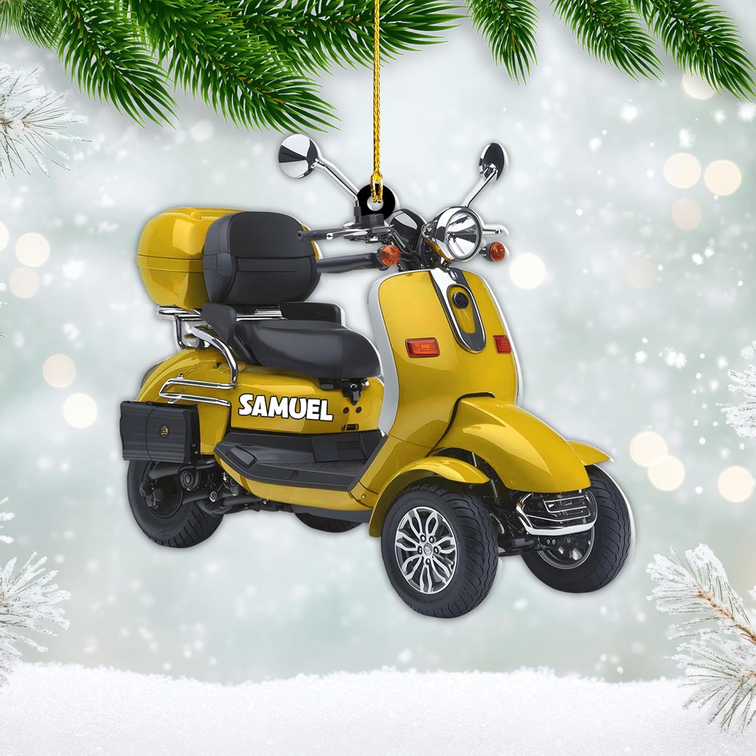 AOVL Custom Electric Bicycle Scooter Ornament 2024 Mobility Scooter Lover Ornament Gift Xmas Mobility Scooter Lover Ornament Gift Flat 2D Mobility Scooter Lover Ornament Gifts (MEB9)