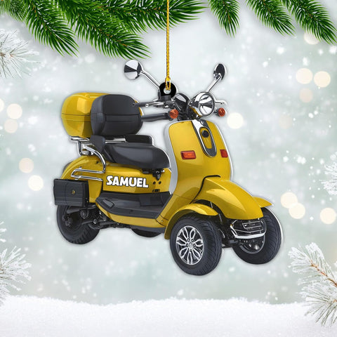 AOVL Custom Electric Bicycle Scooter Ornament 2024 Mobility Scooter Lover Ornament Gift Xmas Mobility Scooter Lover Ornament Gift Flat 2D Mobility Scooter Lover Ornament Gifts (MEB9)