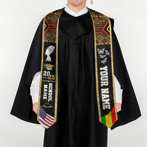 African American Graduation Sash, Graduation Stole Customize, African Graduation Sash, Graduation Stole Class of 2025