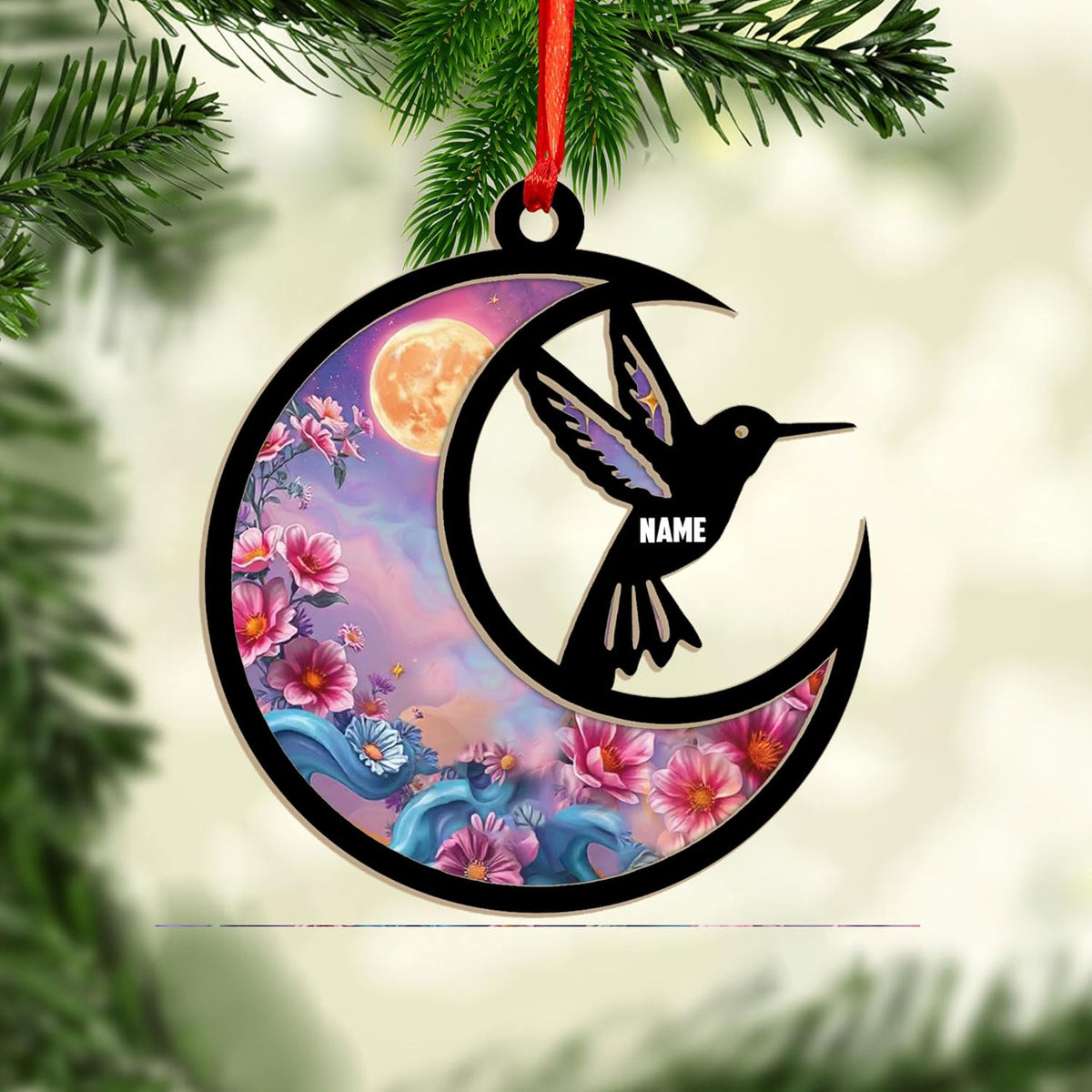 MAPrints Personalized Hummingbird Ornaments for Christmas Tree 2024, Hummingbird Christmas 2024 Ornament, Bird Suncatcher Wood Acrylic Ornament, Gifts for Bird Lovers (NBird 4)