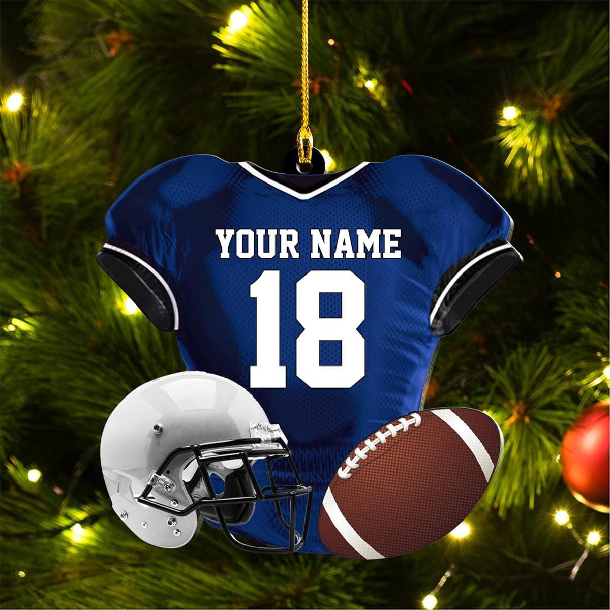 Artparel Personalized Football Ornament Customized Football Christmas Ornaments Football Ornament Christmas Hanging D��cor Gift for Football Fans Football Gifts Gift for Football Player (FB 9)