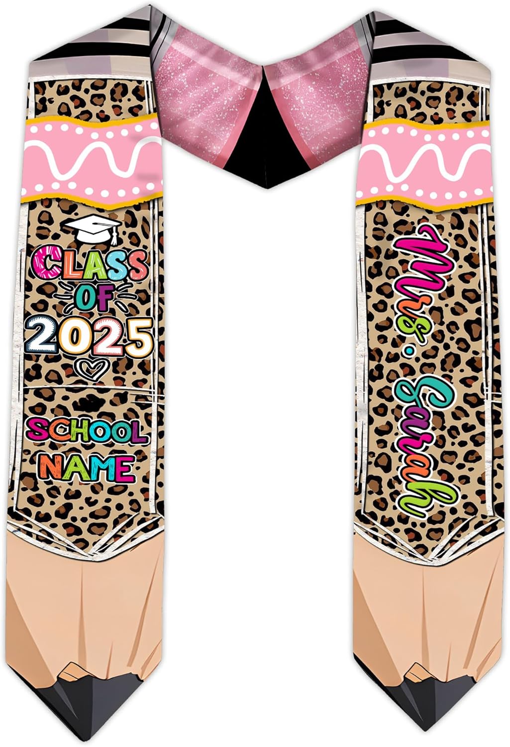 Pretyprints Personalized Class Of 2025 Teacher Graduation Stole Custom Teacher Pencil Graduation Sash Gift College Graduation
