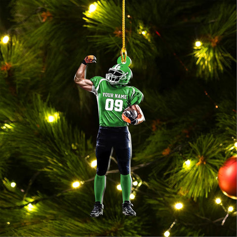Artparel Personalized Football Ornament Customized Football Christmas Ornaments Football Ornament Christmas Hanging Décor Gift for Football Fans Football Gifts Gift for Football Player (FB 8)
