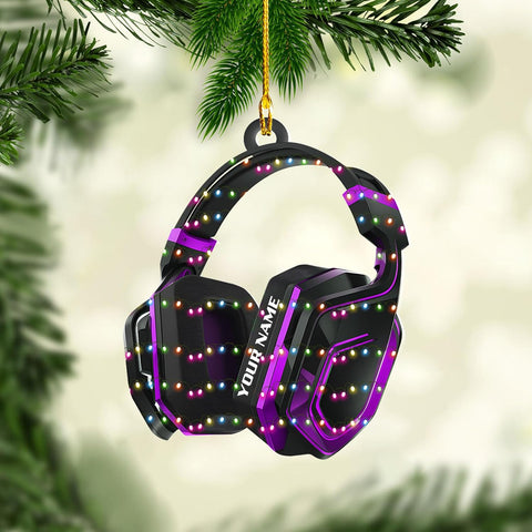 AOVL Custom Gaming Head Phones Ornaments 2024 Gaming Head Phones Light Christmas Ornament Gaming Headphone Flat Christmas Ornament Headphone Ornament Headphone Ornament Gift Xmas (HP16)