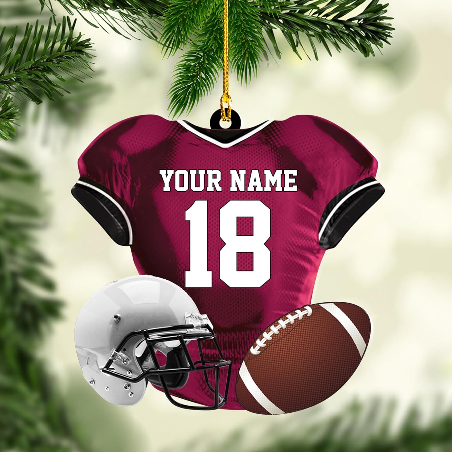 Artparel Personalized Football Ornament Customized Football Christmas Ornaments Football Ornament Christmas Hanging Décor Gift for Football Fans Football Gifts Gift for Football Player (FB 9)