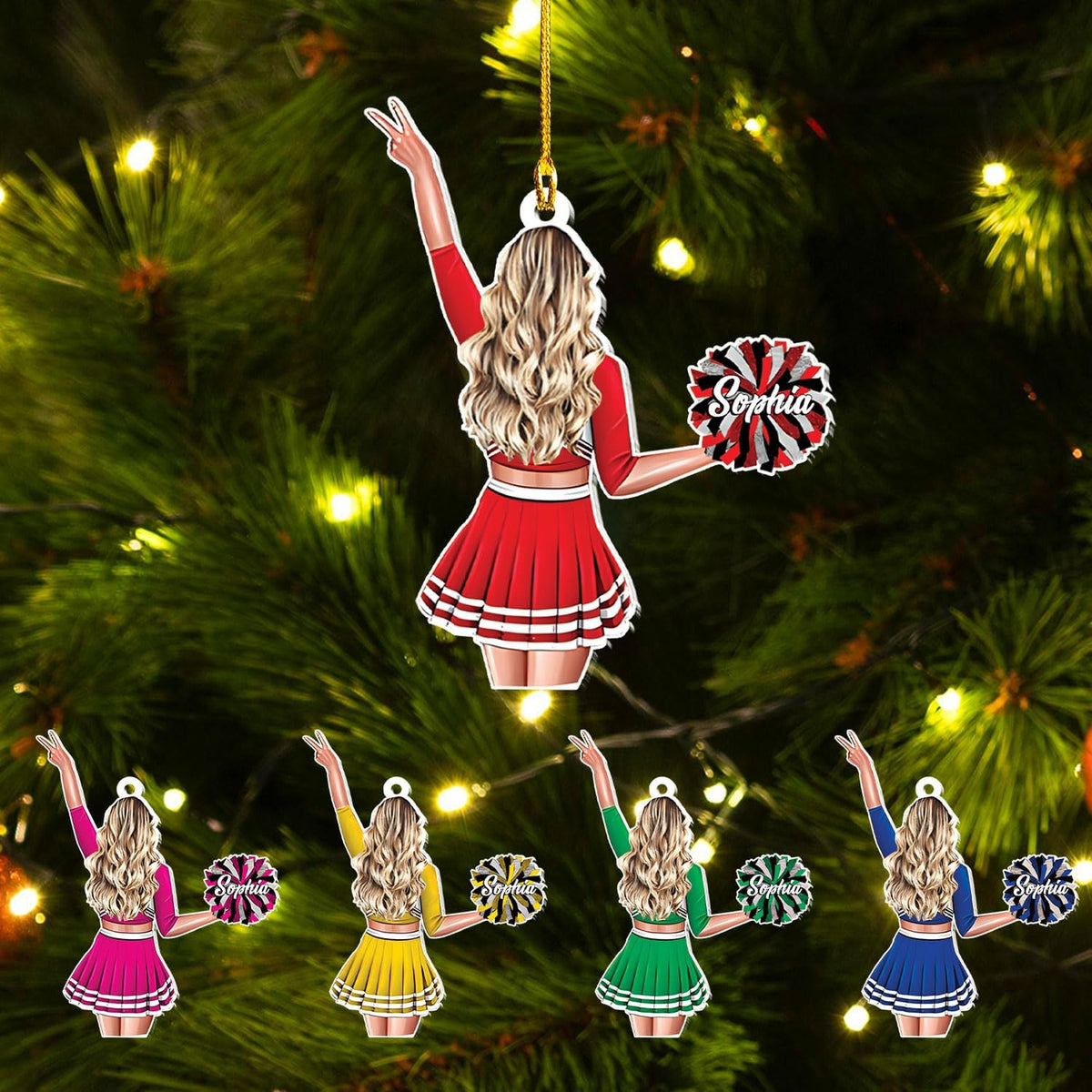 RoyalBro Personalized Cheerleader Christmas Ornament 2023, Cheer Girl Dancer with Pompom, Cheerleading Lovers Ornaments Cheerleading Ornament Gift Cheer Cheerleader Ornaments Xmas (C16)