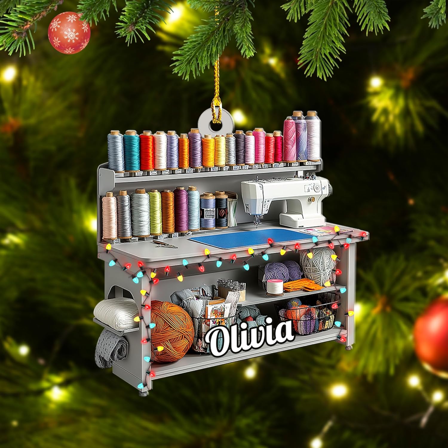 Personalized Sewing Box Christmas Ornament, Custom Sewing Machine Ornament,Sewing Lover Christmas Ornament, Gift for Sewing Lovers, Custom Sewing Ornament, Sewing Machine Decorations (Sewing 7)