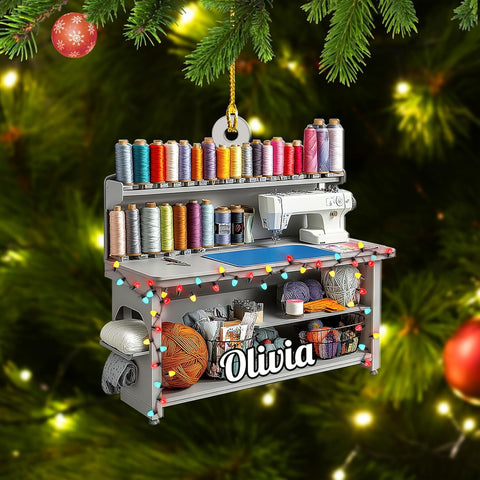 Personalized Sewing Box Christmas Ornament, Custom Sewing Machine Ornament,Sewing Lover Christmas Ornament, Gift for Sewing Lovers, Custom Sewing Ornament, Sewing Machine Decorations (Sewing 7)