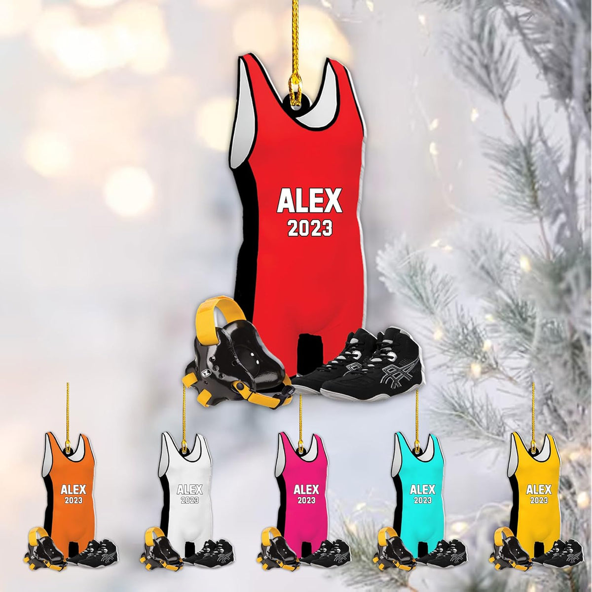 Artparel Personalized Wrestling Ornament Wrestling Helmet Ornaments Wrestling Christmas Ornament Gift for Wrestling Player Wrestling Christmas Tree Ornaments for Boys or Girls (Wrestling 5)