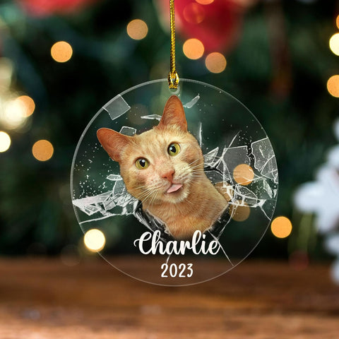 MAPrints Personalized Cat Christmas Ornaments, Cat First Christmas Wood Ornaments, Gifts for Cat Lovers, Cat Memorial Ornament, Forever Loved Cat Keepsake, Cat Loss Gifts (CAT 23)