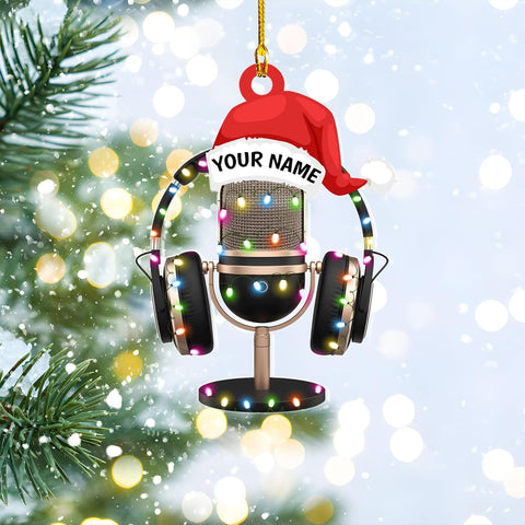 Personalized Microphone Ornament 2024 Singing Christmas Ornament Microphone Christmas Ornament Singing Ornament Concert Christmas Ornament Music Symbol Ornament (Acrylic, Style 2)